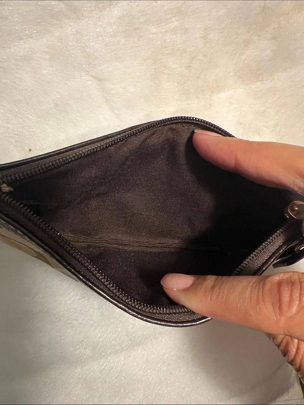 Coach Gold and Tan Patchwork Signature Wristlet